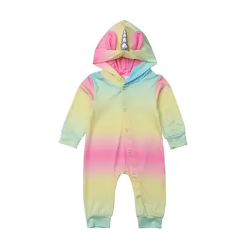 

Cute Newborn Baby Boy Girl Long Sleeve Unicorn Hooded Romper Jumpsuit Playsuit Outfits Baby Clothes