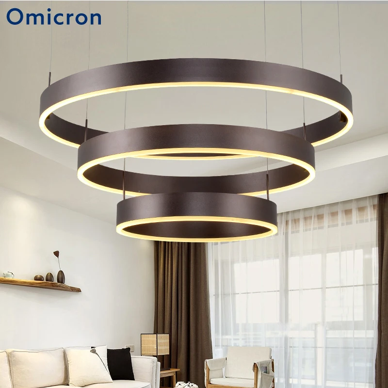 

Omicron Creative Circle Rings Led Pendant Lights Coffee Aluminum Body For Living Room Dining Room Hanging Ceiling Luminaire