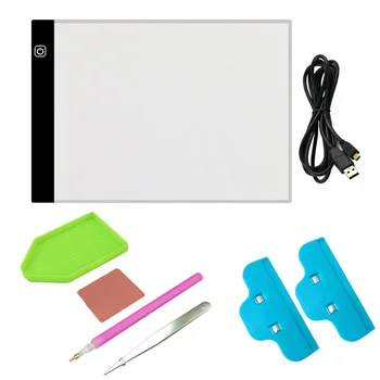 

Elisona Diamond Painting with A4 LED Light Tablet Board Pad Cross Stitch Embroidery Kit Clips USB Cable Tray Stitch Pen Tweezers