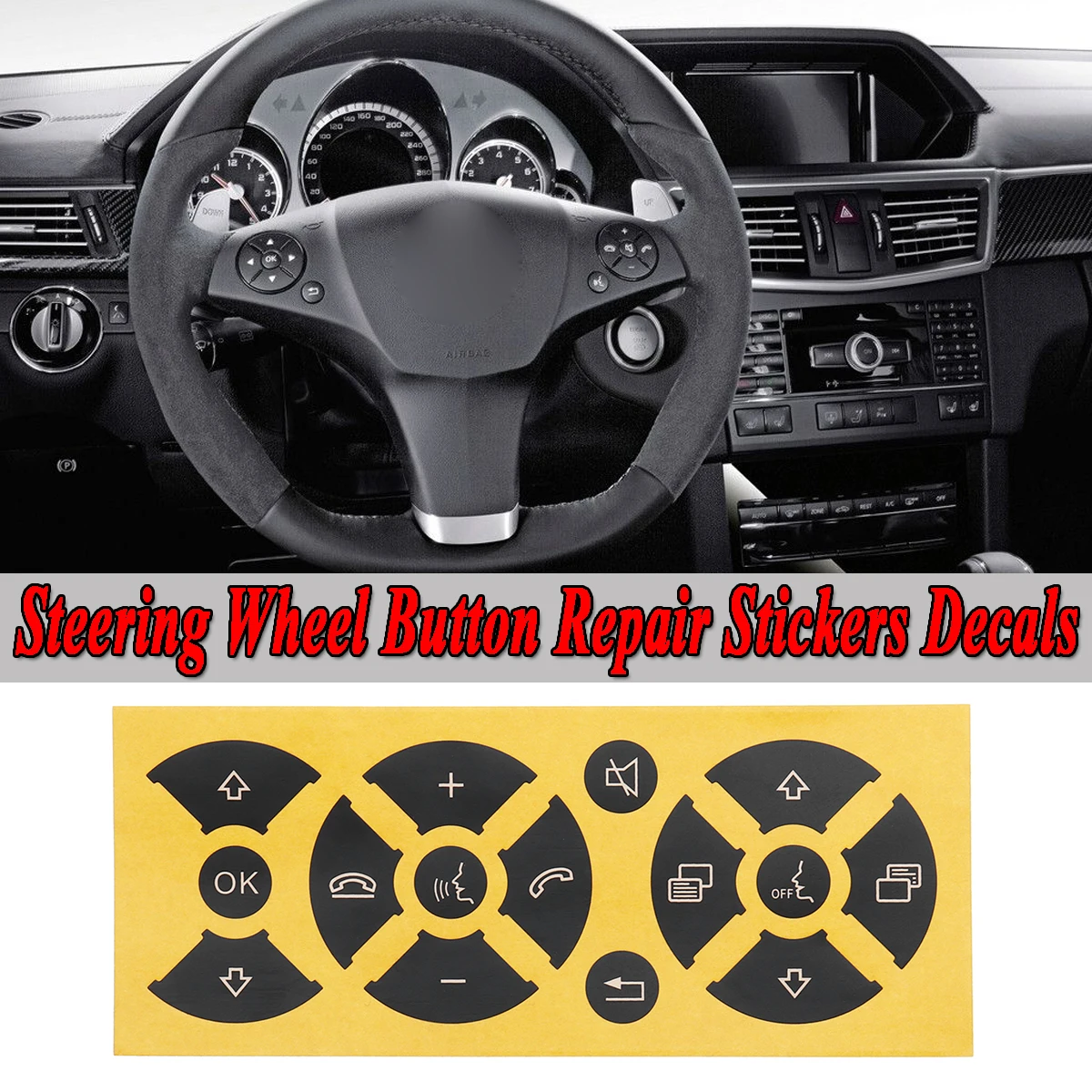 

1Set Auto Car Steering Wheel Control Button Repair Stickers Decals New For Mercedes For Benz Car Stickers Fix Faded Ugly Buttons