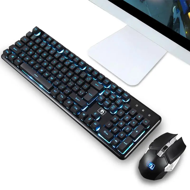 

Chargable Backlit Ergonomic Gaming Wireless 2.4G Illuminated 104 Keys Mechanical Keyboard Mouse Gamer Keypad Sets Dropshipping