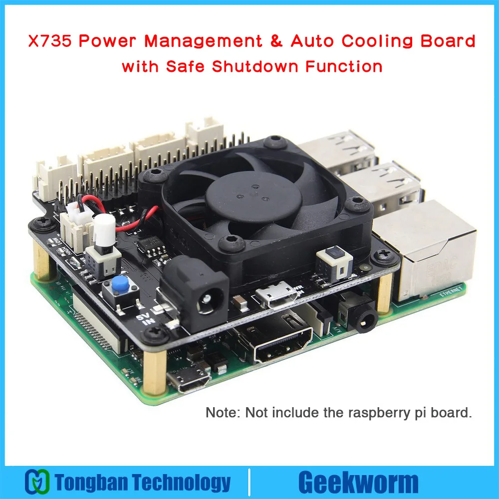 

Raspberry Pi 4 Model B X735 Power Management & Auto Cooling Expansion Board with Safe Shutdown 5V Max,8A Output for Raspberry Pi