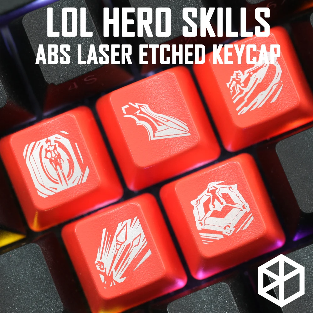 

Novelty Shine Through Keycaps ABS Etched, Shine-Through lol black red r2 hero skill Jayce Kayn Gangplank Renekton Camille