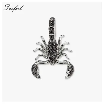 

Black CZ Scorpion Pendant, Fashion Jewelry 925 Sterling Silver Blackened Punk Gift For Women Men Boy Girls Fit Necklace 2018 New