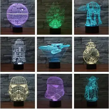 

Dead Star Millennium Falcon 3d Nightlight Seven Colours Table Lamps For Living Room Christmas decorative lights Desk Lamp