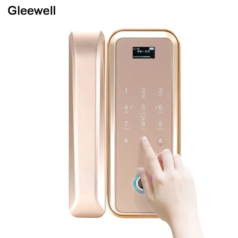 

Smart Touch Keypad Fingerprint 12mm Thickness Glass Door Lock Support IC Card and Password Auto Locks Remote Control