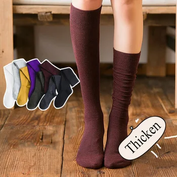 

Fashion Elastic Knee High Socks Women 2018 Kawaii Solid Thigh High Socks medias Woman Autumn Winter Girls Long Socks Female