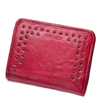 

2019 Fashion Short Wallet Women Genuine Leather Wallets Female Zipper Design Coin Purse ID Cards Holder Man Wallet Men's Purse