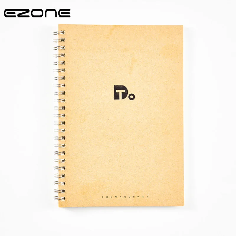 

EZONE Daily Plan Notebook Work Efficiency Manual Plan Book Coil Loose-Leaf Notebook Office School Stationery Kraft Paper Cover
