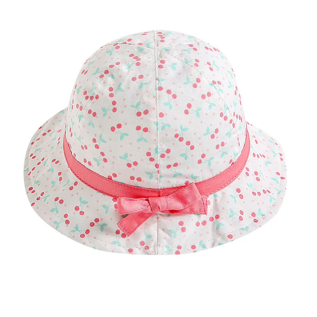 

Kids Baby Girl Fruit Print Bowknot Beach Cap Princess Sun Protection Hats 5.2frn