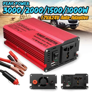 

Solar Inverter 12V 220V 1000W 1500W 2000W 3000W P eak Universal 12/24V Voltage Converter Transformer DC 12V&24V To AC 110V/220V