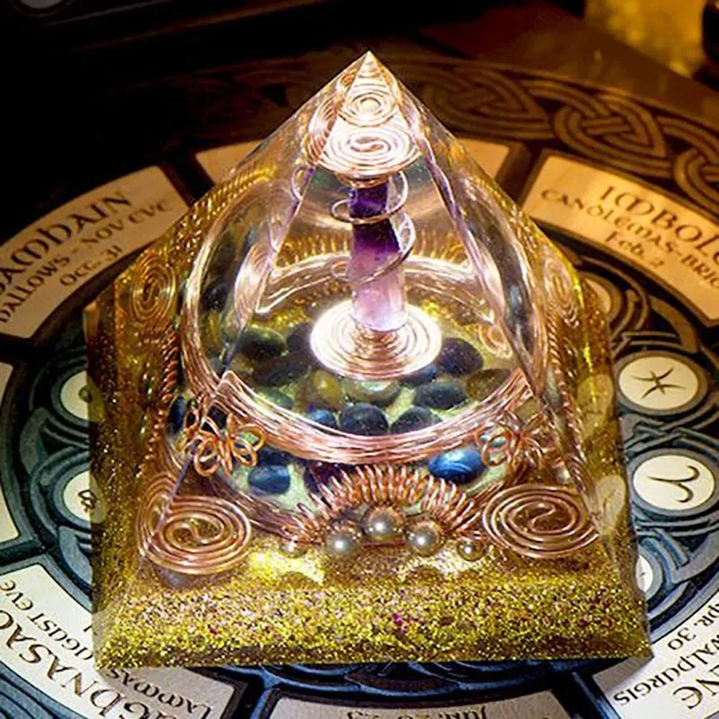 Пирамида из натурального кристалла AURA REIKI Orgonite магнитное поле конвертер изгонние