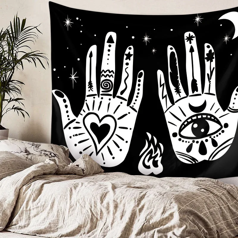 

Altar Tarot Tapestry Wall Hanging,Heart And Eye In The Pair Of Hand Celestial Tapestry For Bedroom Living Room Dorm