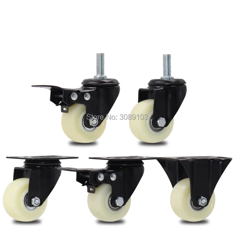 

1.5 inch 2 inch caster nylon furniture wheel wheel wheel wheel wheel wheel wheel with brake caster screw universal wheel tea tab