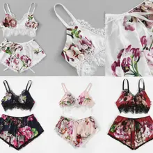 Сексуальное женское нижнее белье с цветочным принтом, женская пижама, стринги, нижнее белье, ночное платье, дамское нижнее белье, пижамный комплект