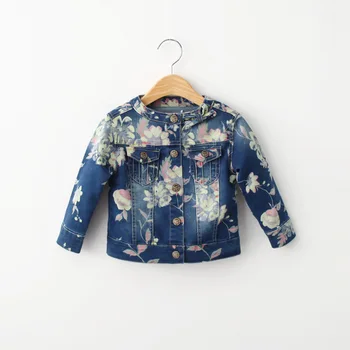 

Kids Long-sleeves Denim Jackets for girl Cute Flower baby girls denim jacket coat Spring Autumn Fashion 2-8Y Girls clothes