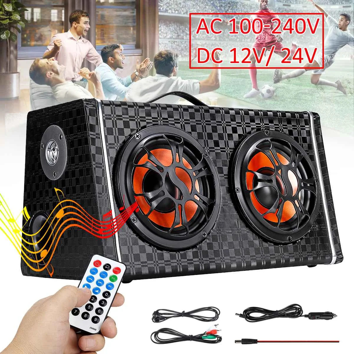 

6 inch DC 12V/24V Wireless bluetooth Car Stereo Amplifier Subwoofer Speaker AC 100-240V Home Audio FM Radio Player Speakers