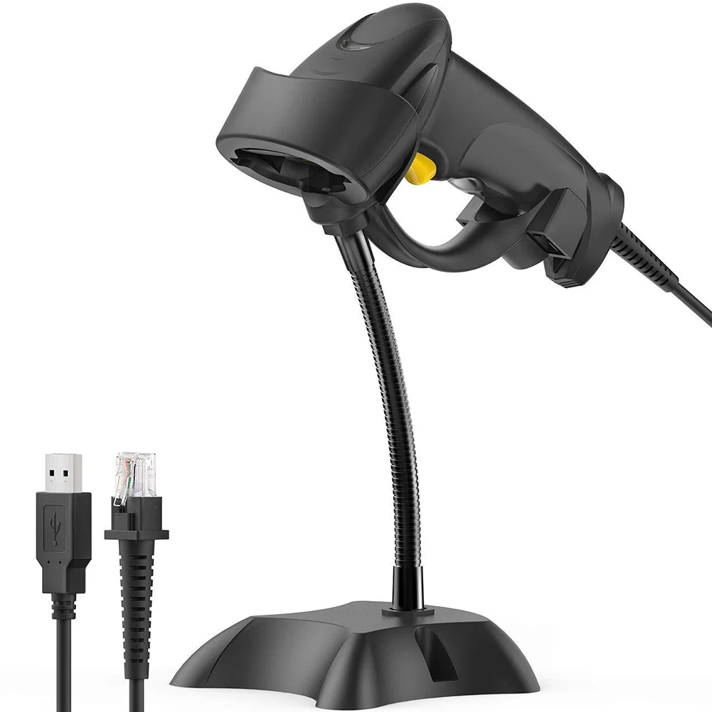 

Long Range Scanning 32Bit Barcode Scanner Fast Black Supermarket Use Plug And Play Reader Hands-Free Stand Efficient
