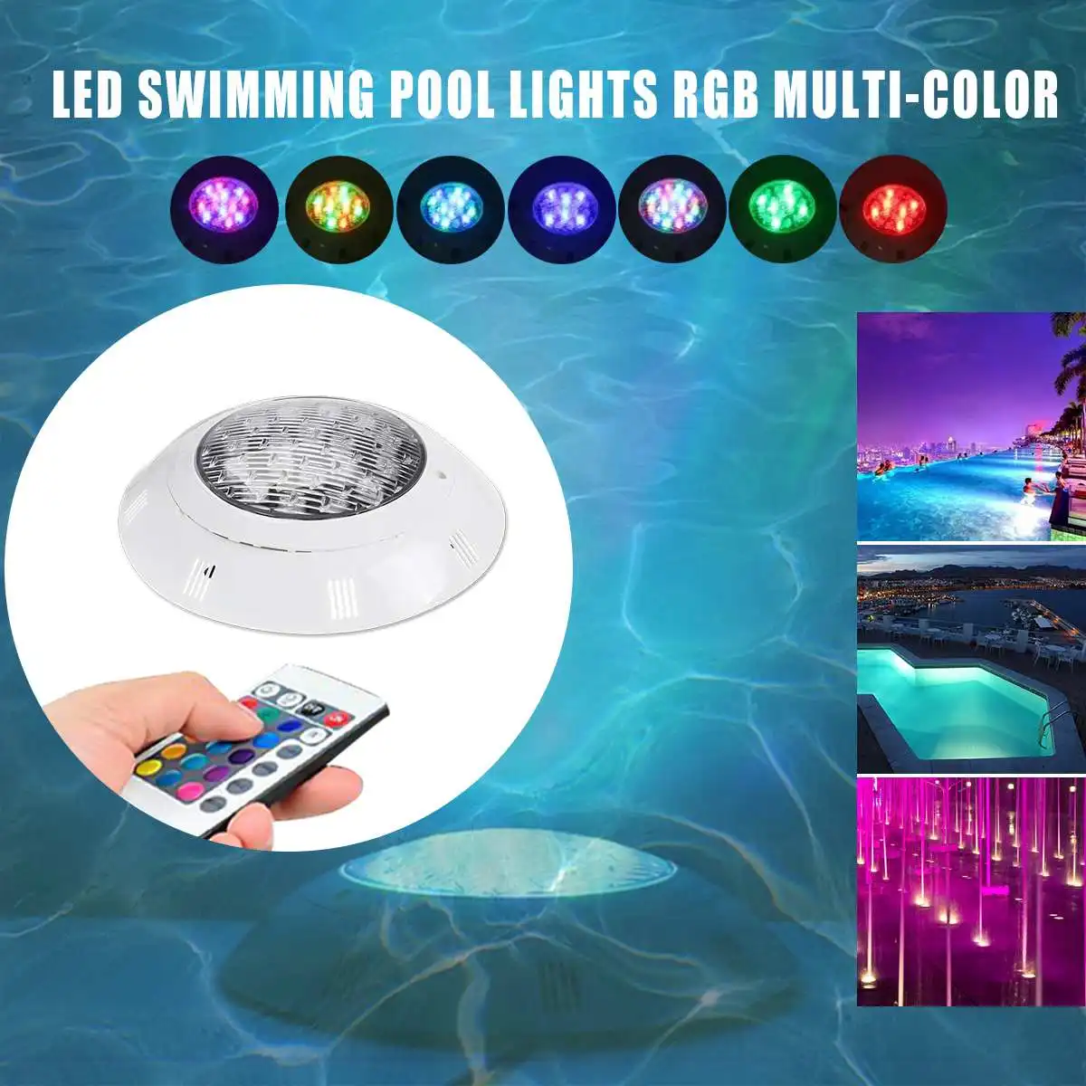 

18W Swimming Pool Light Wall-mounted RGB with Remote Controller for Outdoor Lighting IP68 Waterproof Underwater Lamp Pond Light