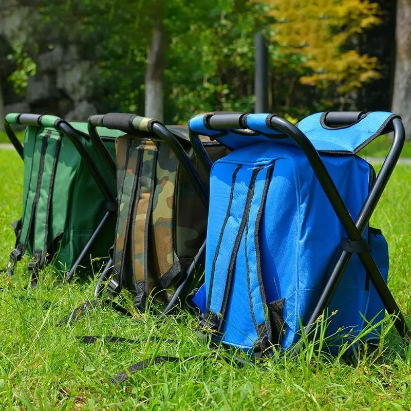 

Outdoor Folding Camping Fishing Chair Stool Portable Backpack Cooler Insulated Picnic Bag Hiking Seat Table Bag