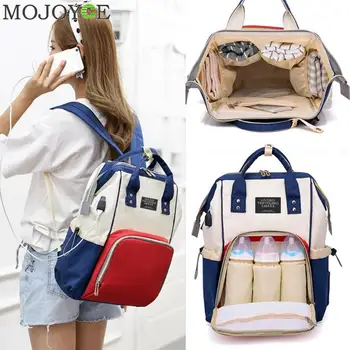 

New Baby Diaper Bag With USB Interface Large Capacity Waterproof Nappy Bag Kits Mummy Maternity Travel Backpack