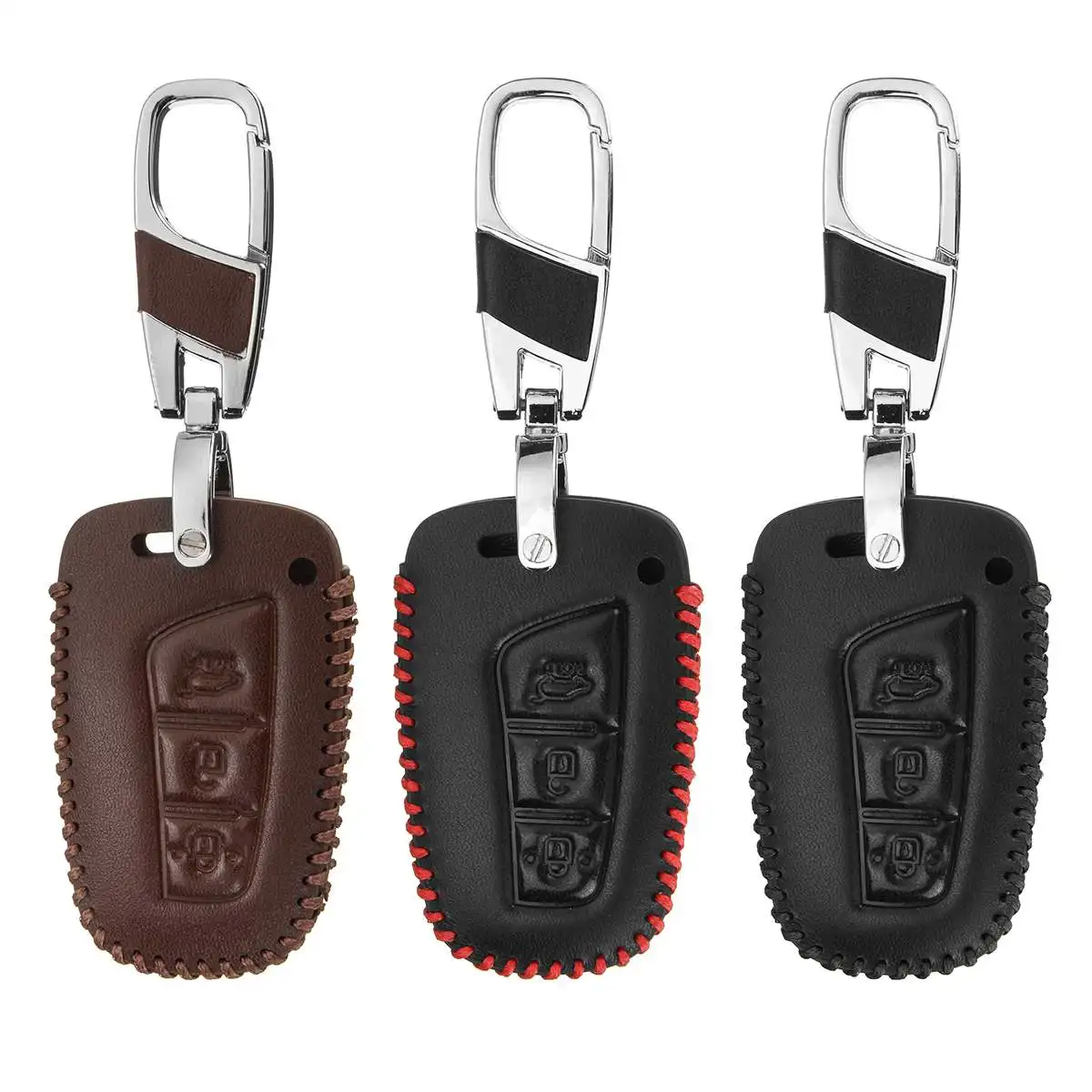 

3 Button Car Remote Control Key Fob Case Cover Key Leather Shell For Hyundai Santa Fe 2013 2015