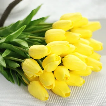

20pcs/30pcs/lot PU Fake Artificial Flower Bouquet Real Touch Silk Tulip Flowers for Party Wedding Home Decoration Flower