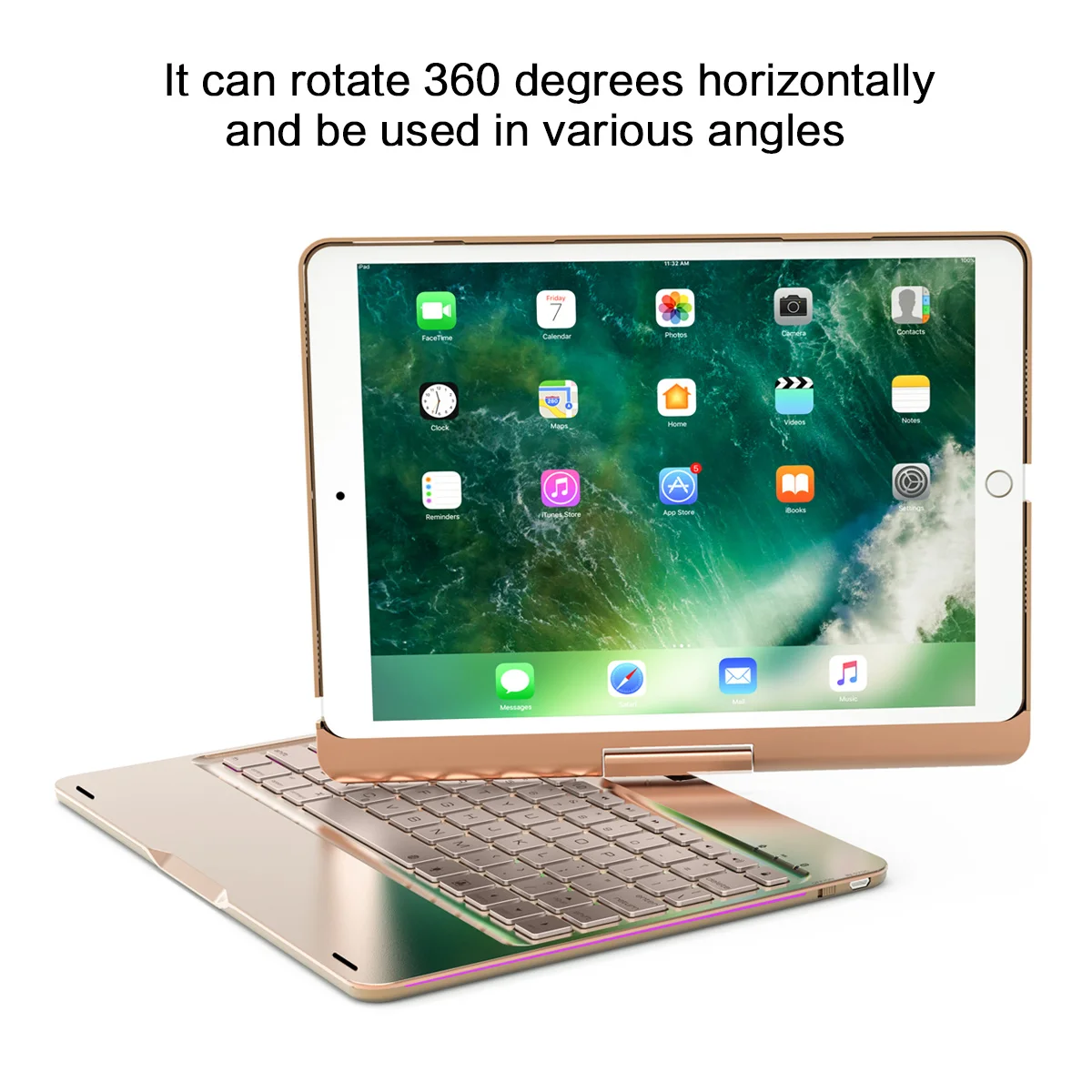 

For iPad Air 3 2019 Case 360 Degrees Rotate Design Breathing Lamp USA Bluetooth Keyboard Flip Stand Cover For iPad Pro 10.5 Case
