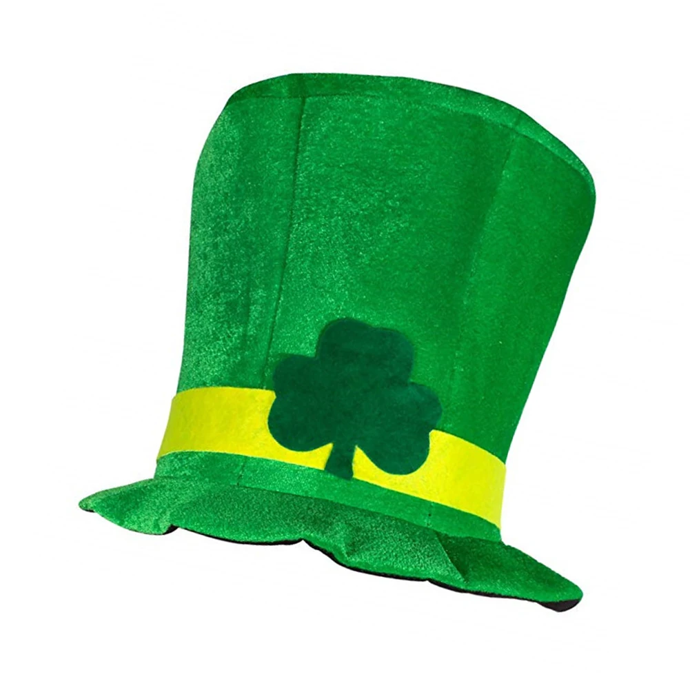 Green Felt Top Hat With Shamrocks on Hat Band St Patricks Day Ireland Irish