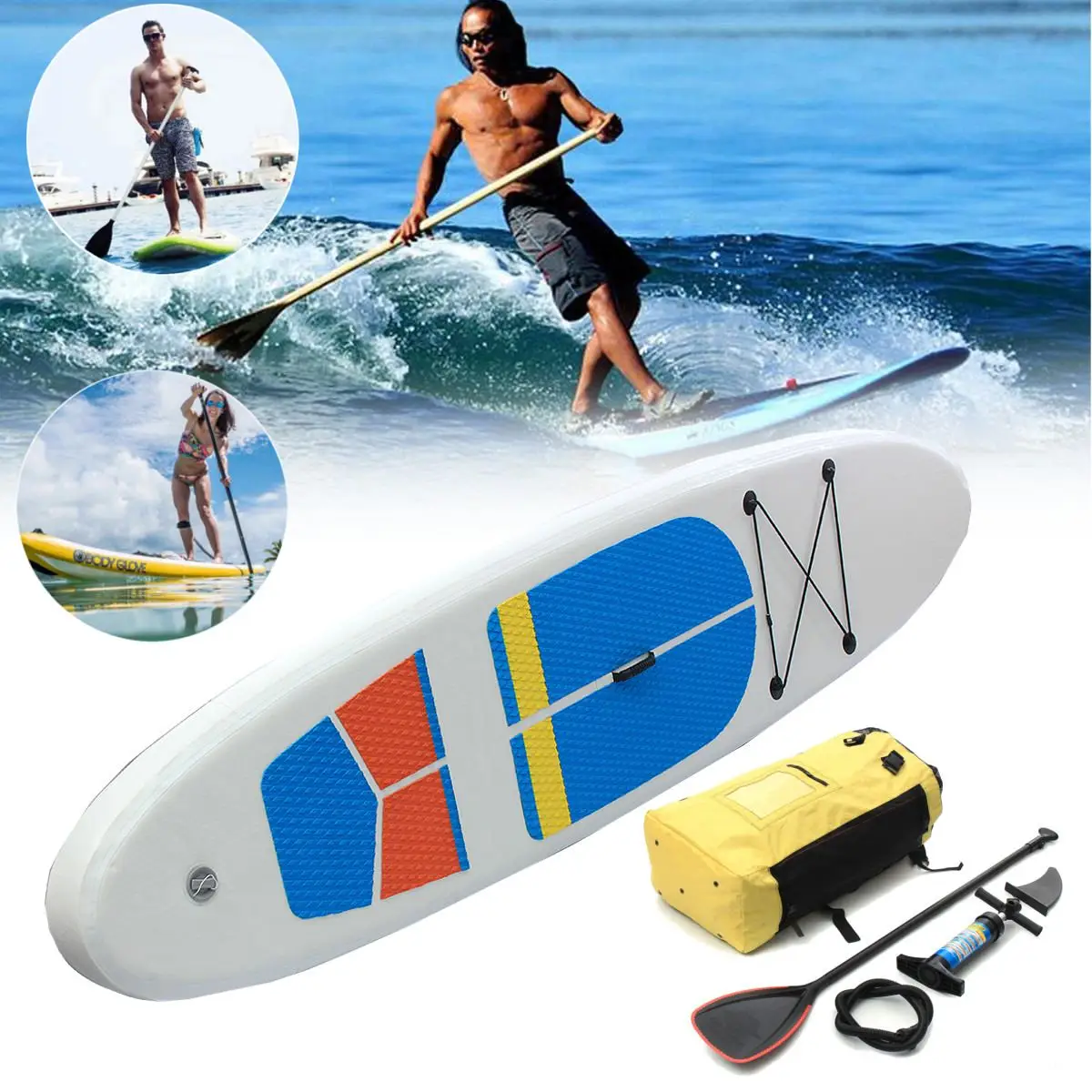 

11 x 32 x 4 inch Inflatable Stand Up Paddle Board Sup-Board Surfboard Kayak Surf set with Backpack,leash,pump,waterproof bag