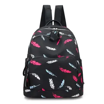 

Feather Print Women Backpack Waterproof Oxford Casual Shoulder Schoolbag Backpack Female
