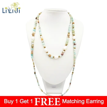 

LiiJi Unique Natural Multi Color Amazonite,Freshwater Pearl Baroque Shape,Hematite Long Open Necklace about 148cm/58.26 inch