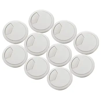

10 Pcs Home Office Desk Table Computer 60mm Cable Cord Grommet Hole Gray
