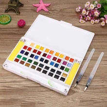 12/18/24/30/36/40/48 Цвета Портативный путешествия твердый пигмент воды Цвет набор красок с Кисть Акварельная ручка для картин
