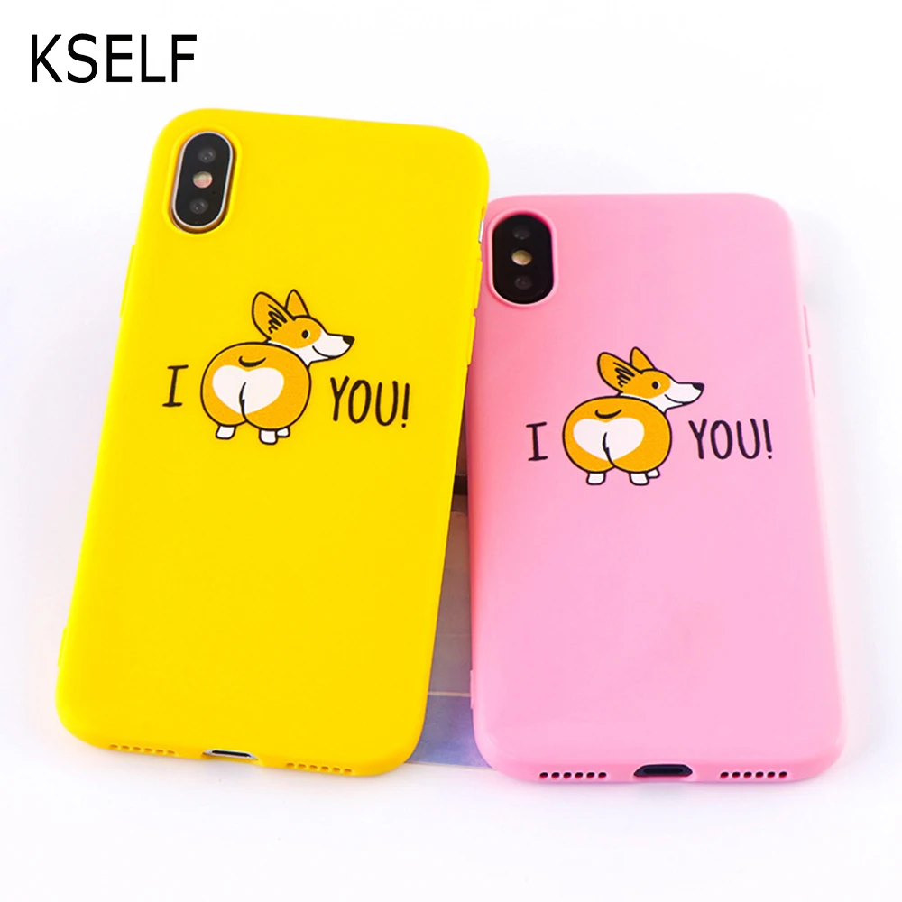 

KSELF Silicone Soft TPU Case for iPhone X XS Plus XS MAX XR 7 8 6 6S Plus Case Cover Cartoon Cute Keji Dog Case