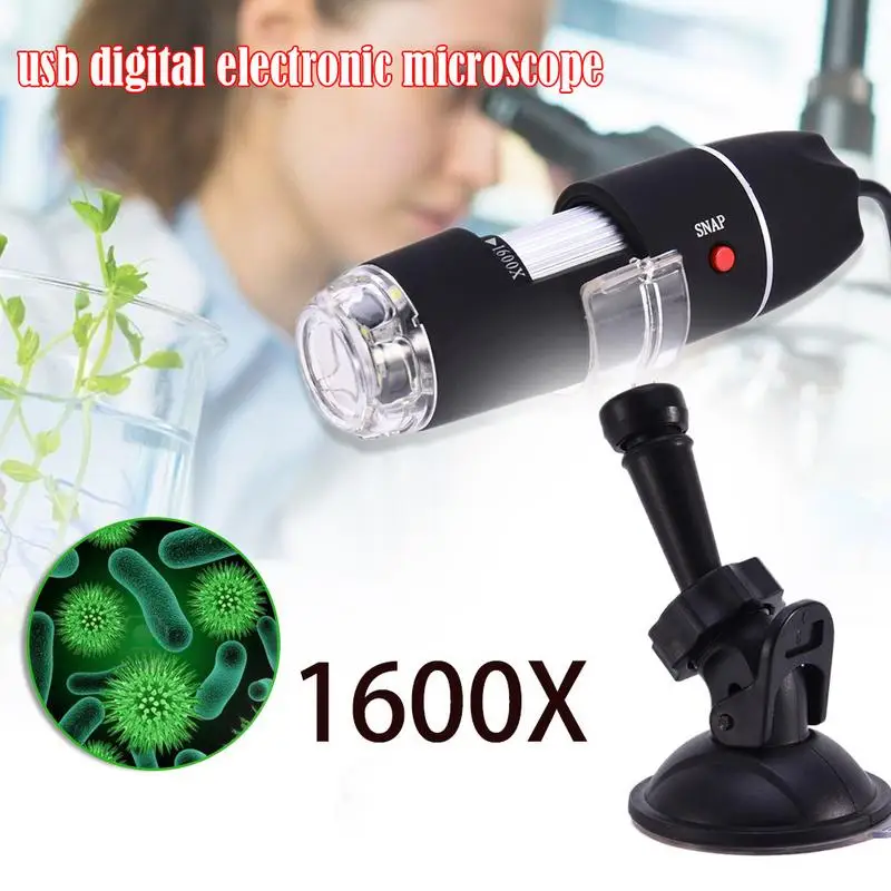 

8 LED Digital Microscope USB Endoscope Mega Pixels 500X 1000X 1600X Camera Microscopio Magnifier Electronic Microscope W/ Stand