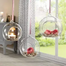 Подвесная стеклянная Цветочная ваза для растений безделушка чайный светильник Подсвечник прозрачный(прозрачный набор из 3 предметов