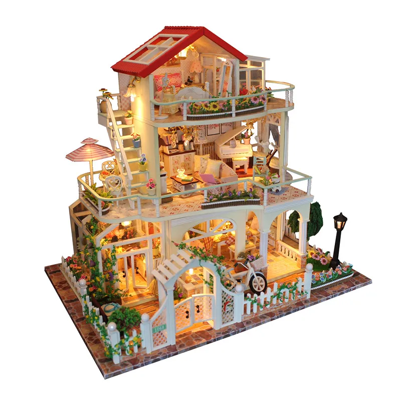 

Hoomeda 13845 Be Enduring As The Universe DIY Dollhouse With Music Light Cover Miniature Model Best Gift For Children