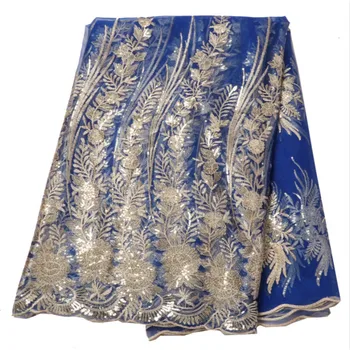 

African Lace Fabric Sequins Embroidered Pearl French Lace Fabric For Women Wedding Dress Full Dress