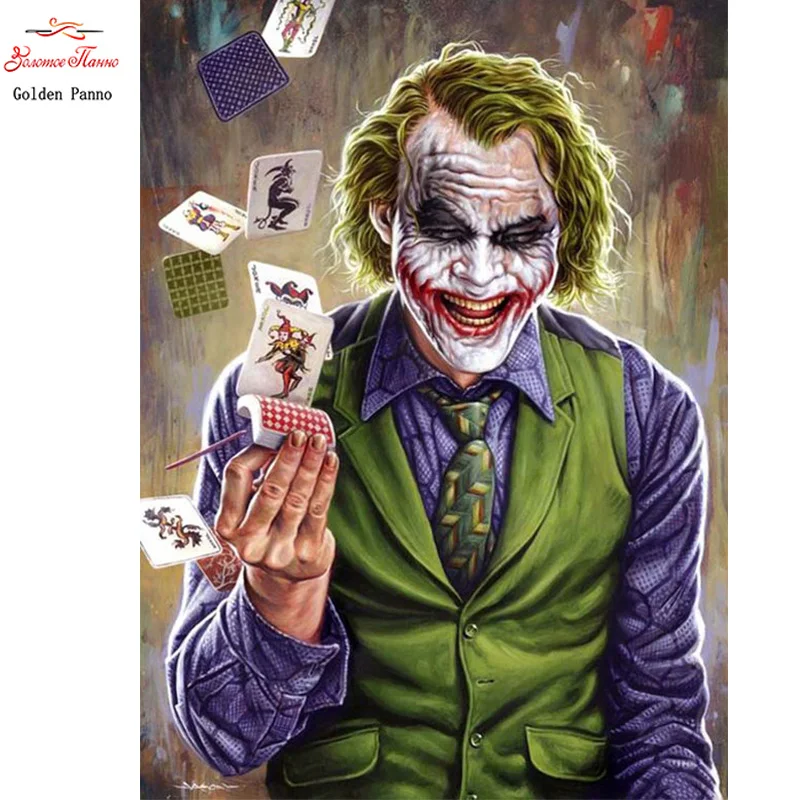 

Golden Panno 5D Diy Diamond Painting Cross Stitch clown joker Home Decor Full Rhinestones Mosaic Inlay Diamond Embroidery