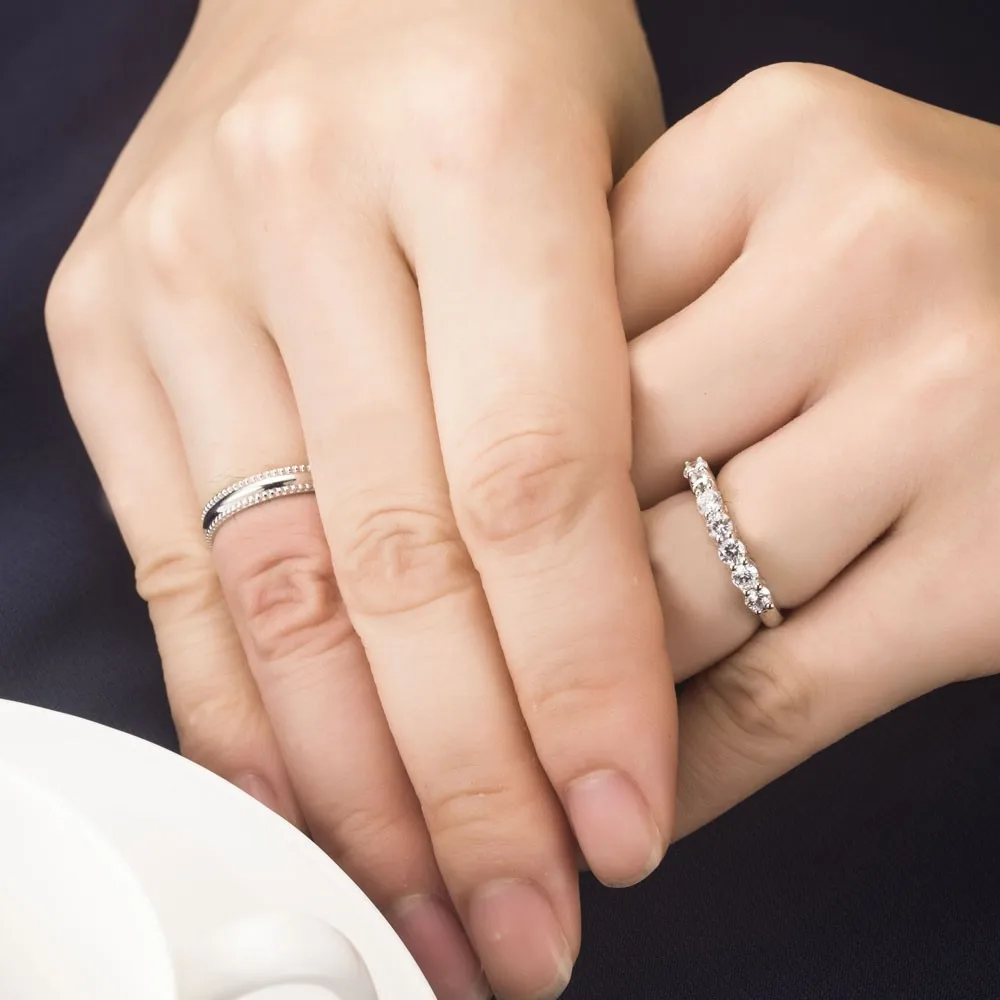 Solid 14K White Gold AU585 Band Ring Seven Stones Reliable 0.7Ct Diamond Women Ring Anel Zelda Feminino Ring