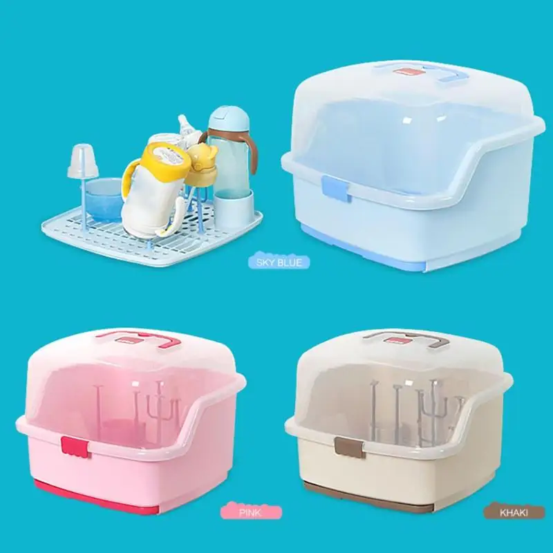 

Portable Baby Bottles Storage Box Drying Rack Plastic Tableware Dry Case Cleaning Dryer Drainer Storage Nipple Shelf Container