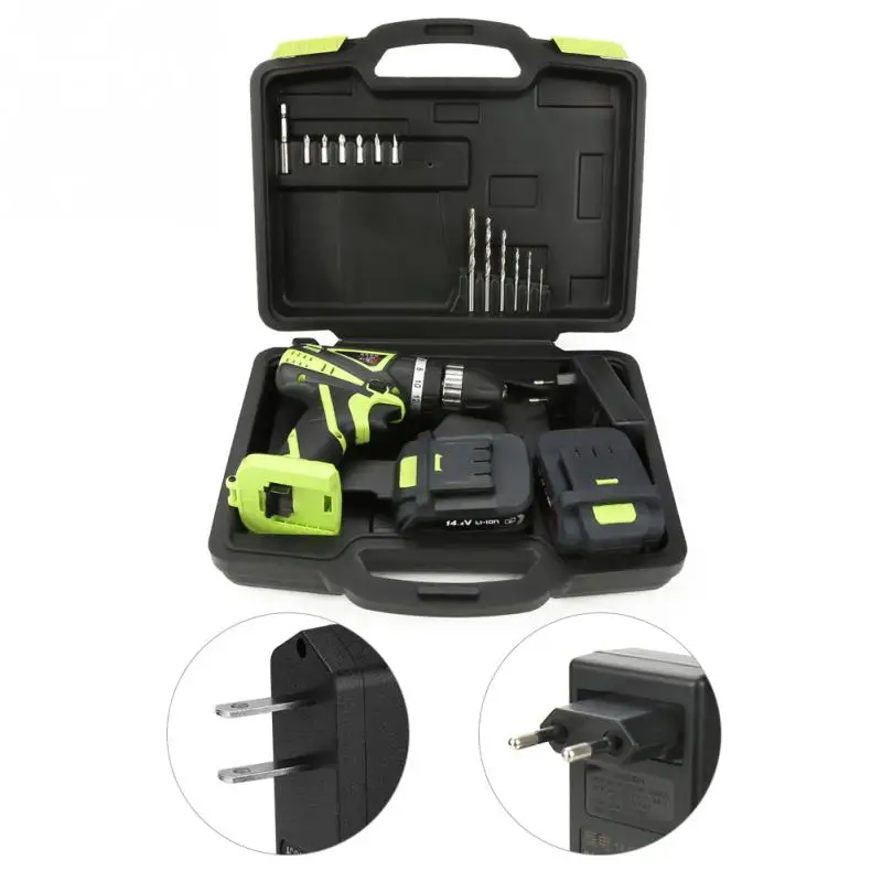 

14.4V Rechargeable Lithium Battery Hand Cordless Electric Drill Screwdriver Kit with Box a