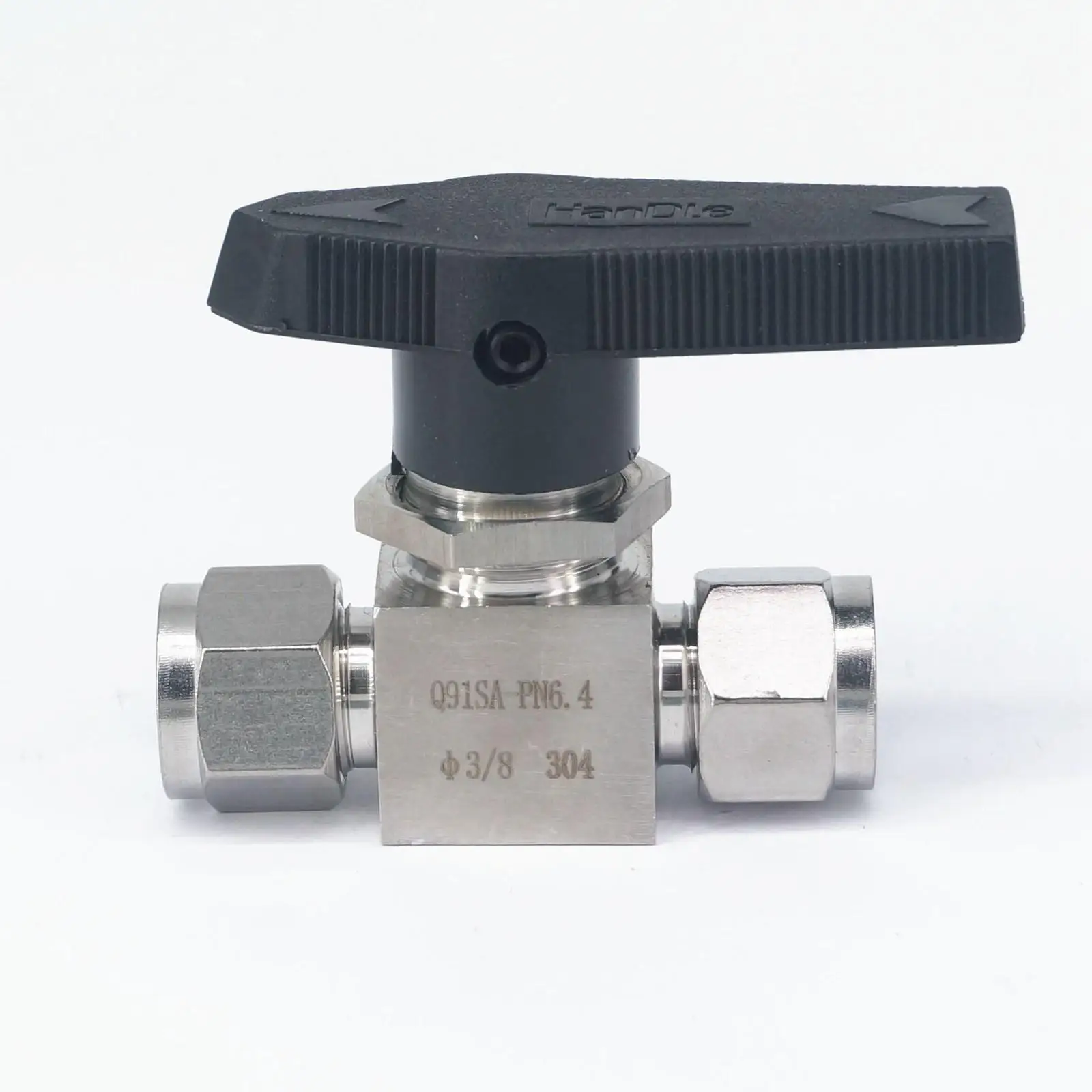 304 Компрессионный фитинг из нержавеющей стали, запорный шаровой клапан 915 PSI Q91SA PN 6,4, пригодный для 3/8 дюймов O/D трубки