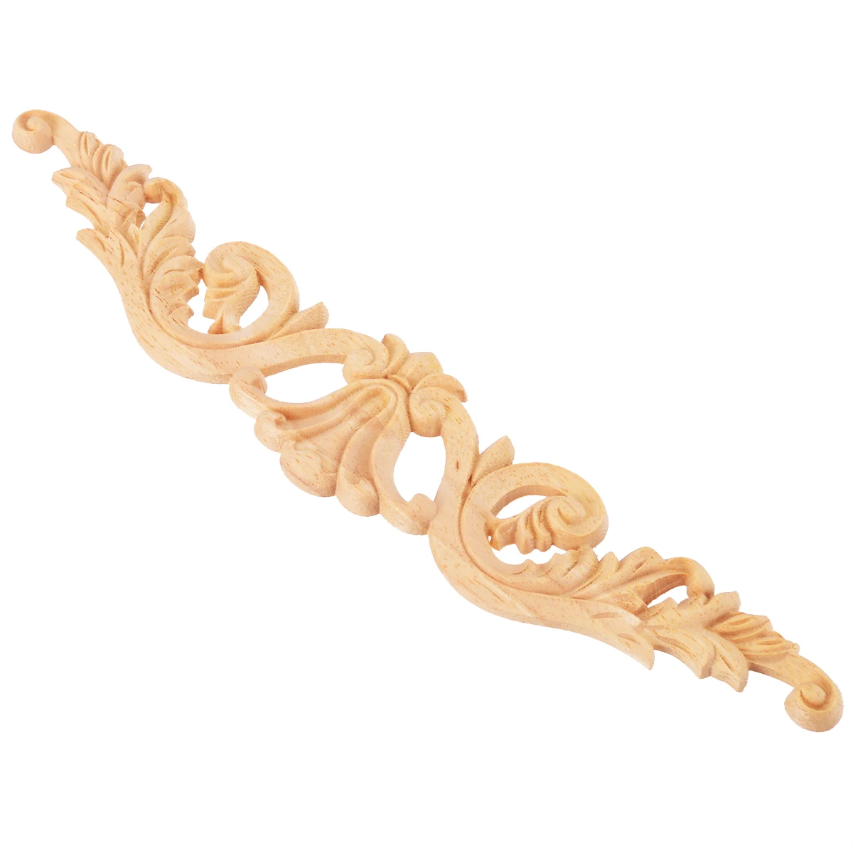 

Mayitr Wood Carved Long Onlay Applique Home Furniture Door Decor Unpainted Flower Carved Decor For Home Craft