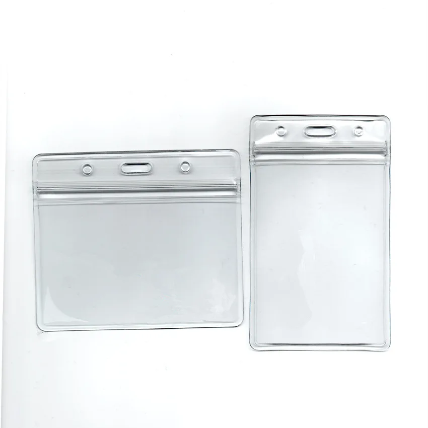 

10085 Transverse Transparent, Scrub xiong ka tao Students School Card Holder PVC Badge Card Holder Waterproof Badge Label Set