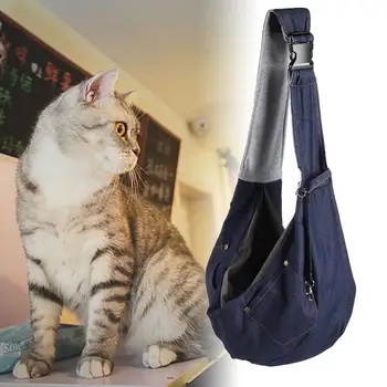 

Foldable One-shoulder Pet Bag Puppy Single Shoulder Bags Outdoor Travel Dark Blue Denim Cloth Bags Dogs Supplies