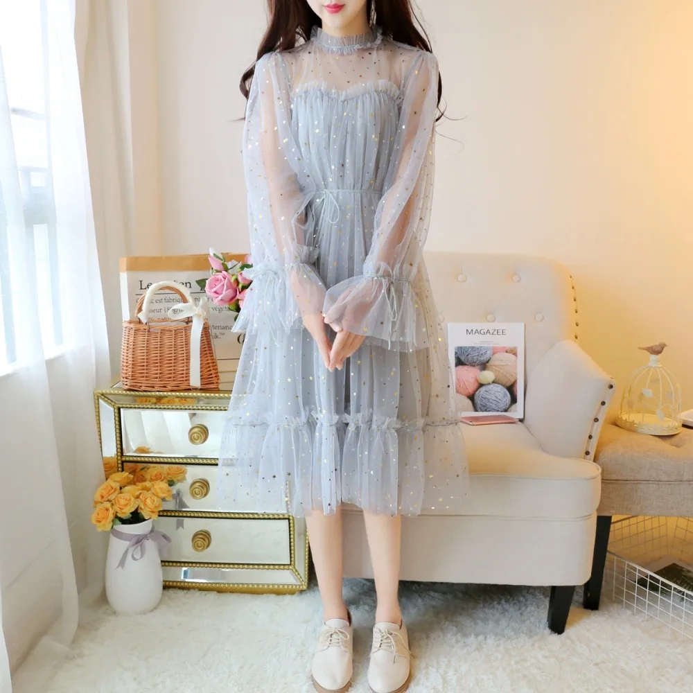 Comelsexy модное Прозрачное платье с блестками романтическое сексуальное Сетчатое