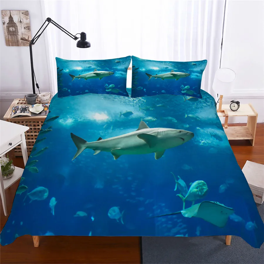 

Bedding Set 3D Printed Duvet Cover Bed Set Shark Home Textiles for Adults Lifelike Bedclothes with Pillowcase #SY17