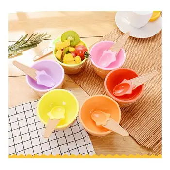 

2pcs/set Cute Bowl Baby Double Layer Plastic Ice Cream Bowl Children Tableware Candy Color Bowls